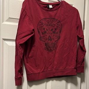 H&M Red Skull Graphic Sweatshirt